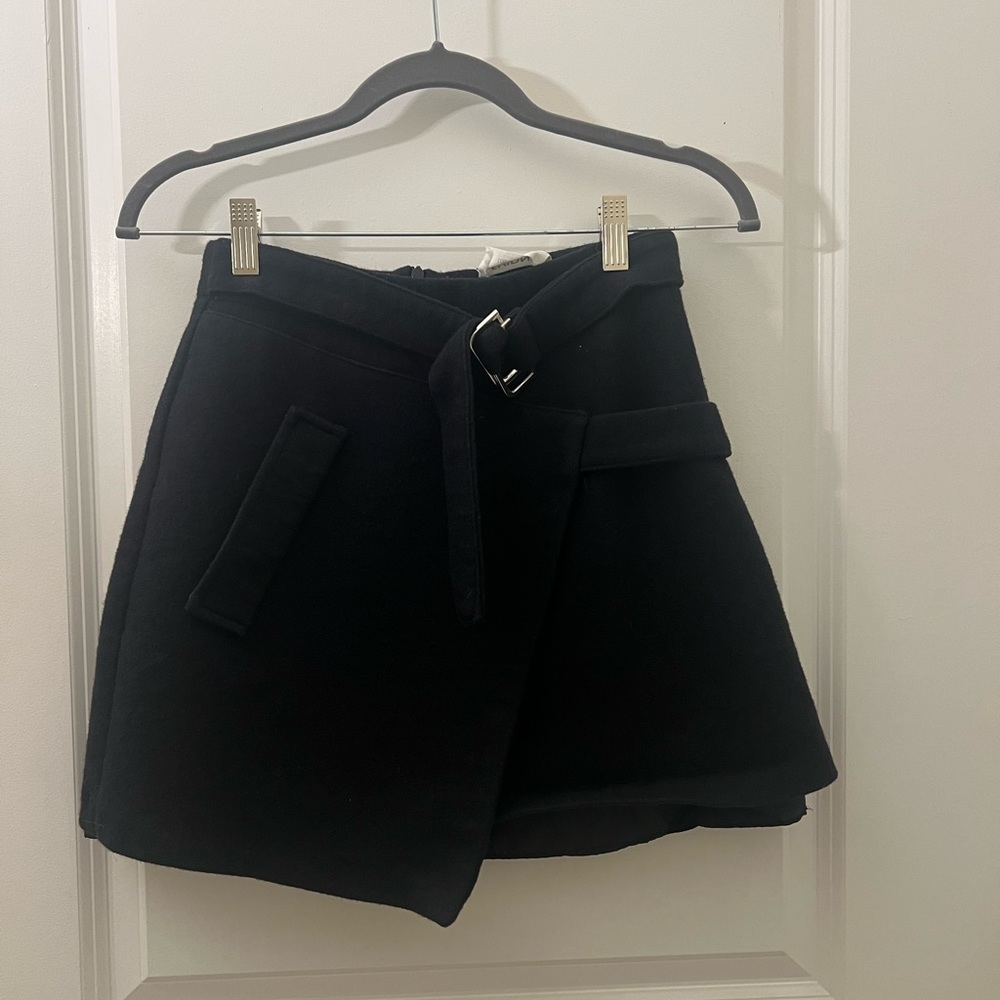 EVIDNT Navy Belted Wrap Skirt